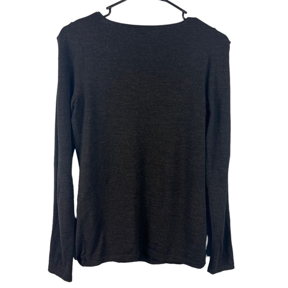 Theory Pullover Wool Blend Scoop Neck Sweater Size Medium Dark Gray Pleated - Picture 7 of 7